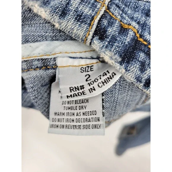 Tempo 2 Denim Jean Jacket Embroidered Collared Yellow Red Y2K 90s Cotton Flower - Picture 10 of 10